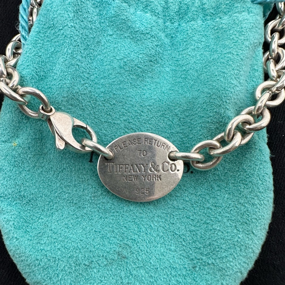 TIFFANY & CO. RETURN TO TIFFANY 925 VINTAGE OVAL TAG NECKLACE - Picture 4 of 13